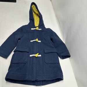 Mini Boden size 2-3Y Navy Hooded Coat with Yellow Accents unisex